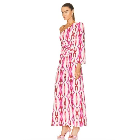 PatBO Twist One Shoulder Maxi Dress in Flamant - Picture 6 of 7